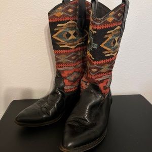 Seychelles Santa Fe Aztec pattern woven and black leather cowboy boots Size 7.5